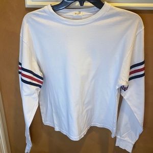 John Galt White Long Sleeve with Striped Sleeves